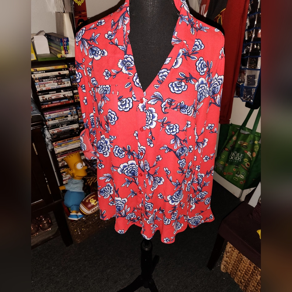Floral Red Women's Top